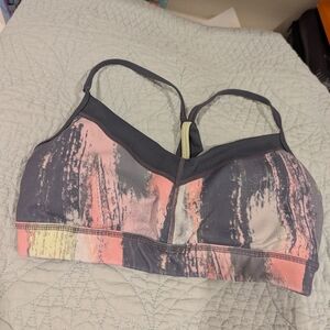 Zella Gray and Pink Sports Bra with Artistic Design